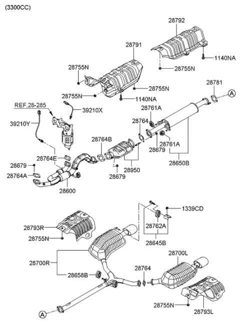 2005 Hyundai Sonata New Body Style (US) Muffler & Exhaust Pipe Diagram 2