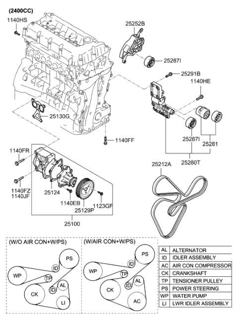 2005 Hyundai Sonata New Body Style (US) Coolant Pump Diagram 1