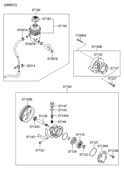 2005 Hyundai Sonata Power Steering Oil Pump Diagram 1