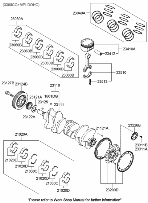 2005 Hyundai Sonata Crankshaft & Piston Diagram 2