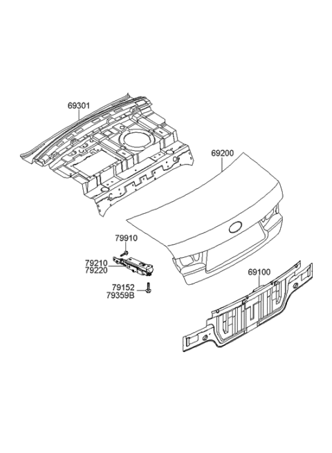 2005 Hyundai Sonata Panel Assembly-Back Diagram for 69100-3K010