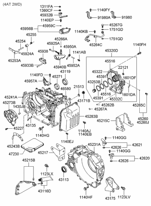 2005 Hyundai Sonata New Body Style (US) Auto Transmission Case Diagram 1