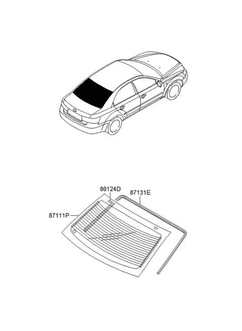 2005 Hyundai Sonata Rear Window Glass & Moulding Diagram