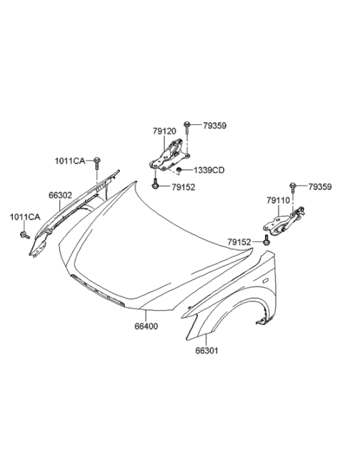 2005 Hyundai Sonata New Body Style (US) Fender & Hood Panel Diagram