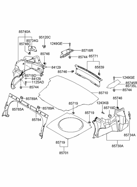 2005 Hyundai Sonata Trim Assembly-Luggage Side LH Diagram for 85730-0A000-LK