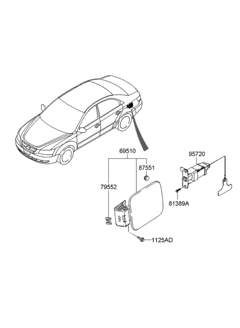 2005 Hyundai Sonata New Body Style (US) Fuel Filler Door Diagram