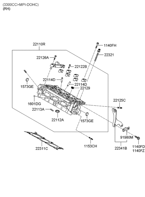 2005 Hyundai Sonata New Body Style (US) Cylinder Head Diagram 3
