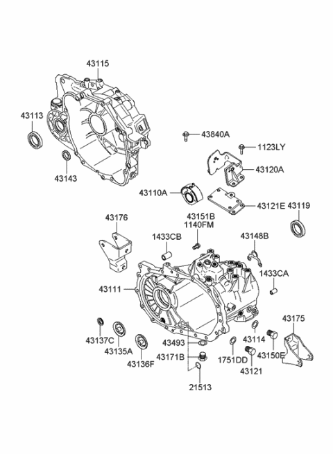 2005 Hyundai Sonata New Body Style (US) Transaxle Case (MTA) Diagram