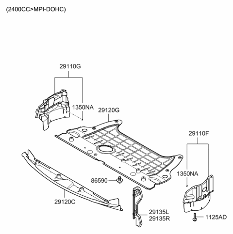 2006 Hyundai Sonata Mud Gaurd Diagram 1