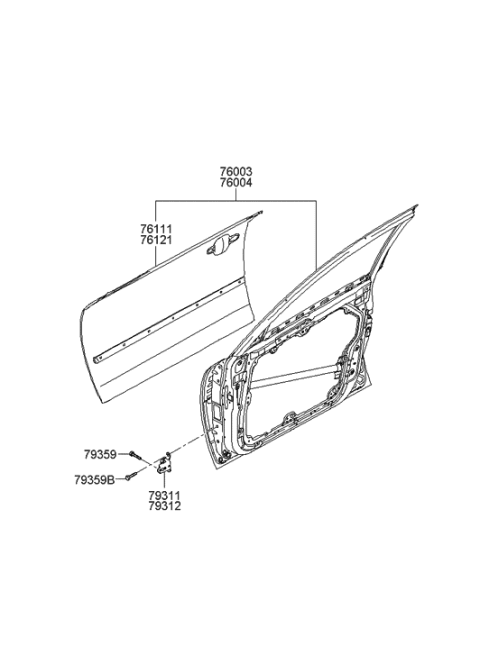 2006 Hyundai Sonata Panel-Front Door Outer,LH Diagram for 76111-3K010