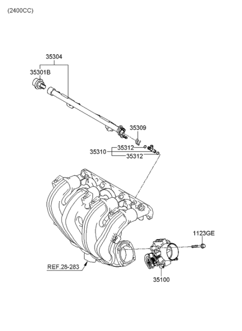 2005 Hyundai Sonata New Body Style (US) Throttle Body & Injector Diagram 1