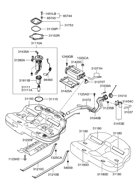 2005 Hyundai Sonata New Body Style (US) Fuel Tank Diagram