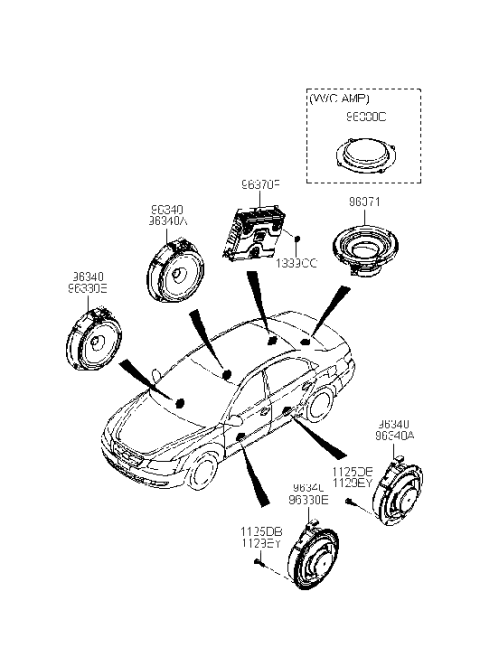 2005 Hyundai Sonata Door Speaker And Protector Assembly Diagram for 96330-0A100