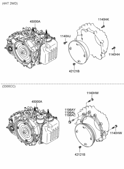2006 Hyundai Sonata Reman Automatic Transmission Assembly Diagram for 00268-39023