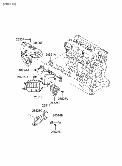 2005 Hyundai Sonata New Body Style (US) Exhaust Manifold Diagram 1