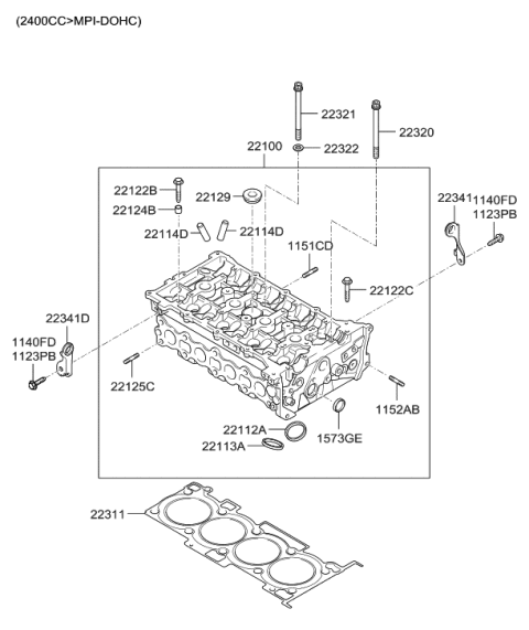 2005 Hyundai Sonata New Body Style (US) Cylinder Head Diagram 1
