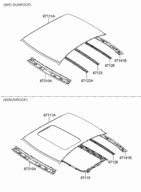 2005 Hyundai Sonata New Body Style (US) Roof Panel Diagram