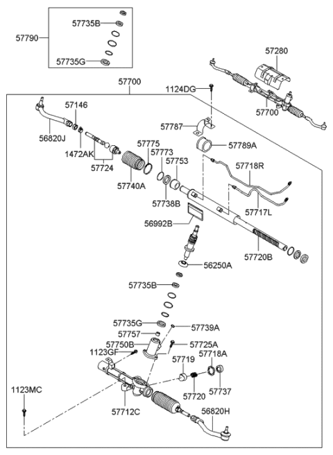 2005 Hyundai Sonata New Body Style (US) Power Steering Gear Box Diagram