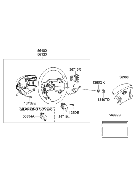 2011 Hyundai Genesis Steering Remote Control Switch Assembly, Left Diagram for 96700-3K601-CH