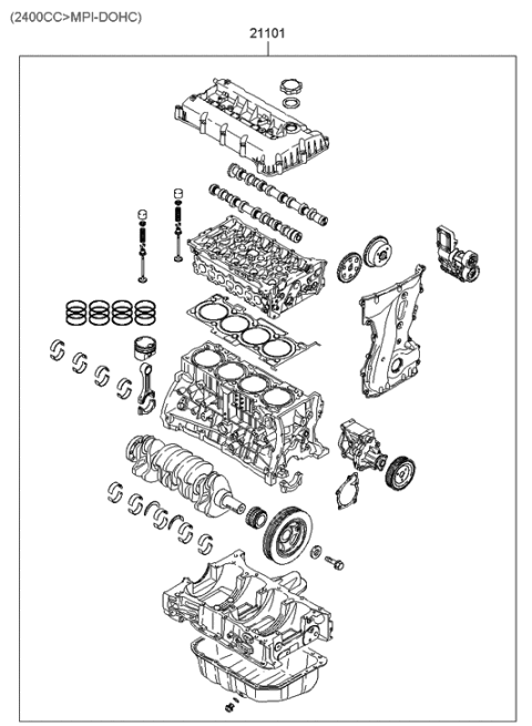 2013 Hyundai Genesis Engine Assembly-Sub Diagram for 21101-3CB00-A