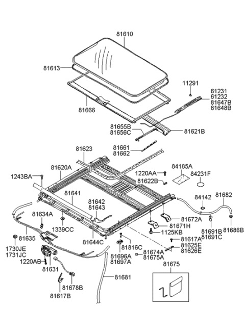 2013 Hyundai Genesis Guide Assembly-Sunroof Rear,RH Diagram for 81648-3E000