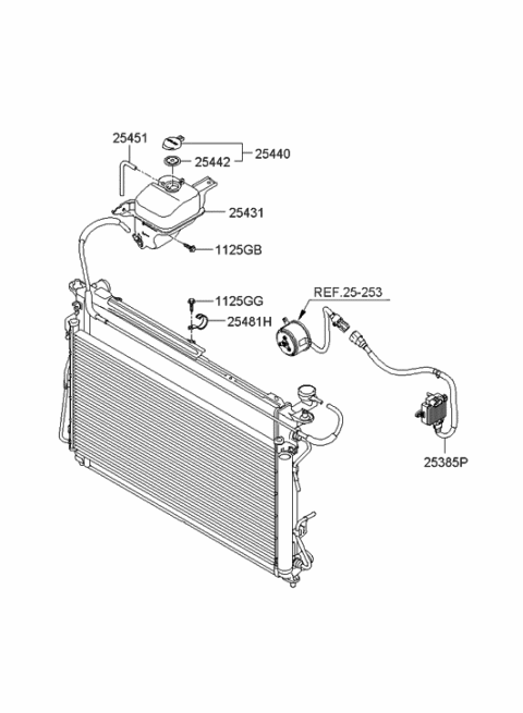 2005 Hyundai Sonata Radiator Hose & Reservoir Tank Diagram 1