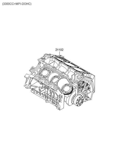2005 Hyundai Sonata [Reman] Engine Assembly Short Diagram for 21102-25I00-HRM