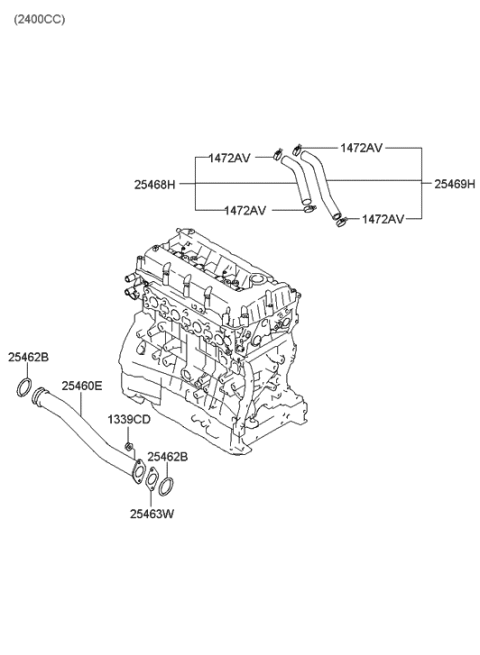 2005 Hyundai Sonata New Body Style (US) Coolant Hose & Pipe Diagram 1