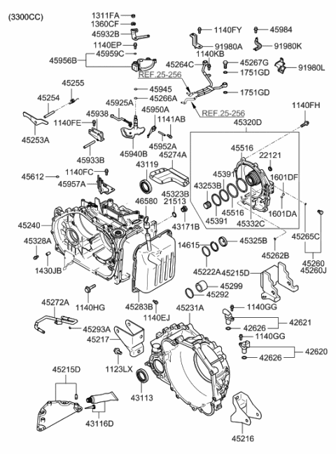 2013 Hyundai Genesis Bracket-Transmission Diagram for 91980-3K240