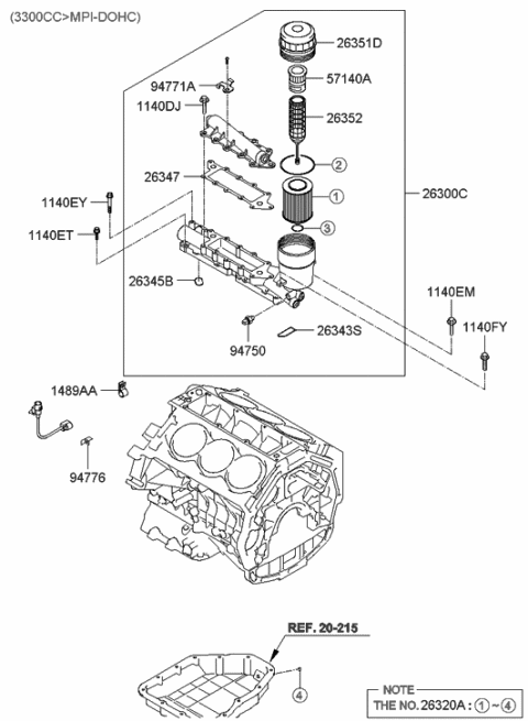 2005 Hyundai Sonata Belt Cover & Oil Pan Diagram 3