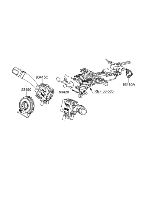 2005 Hyundai Sonata Switch Assembly-Lighting & Turn Signal Diagram for 93410-3K000