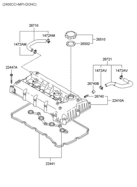 2005 Hyundai Sonata New Body Style (US) Rocker Cover Diagram 1
