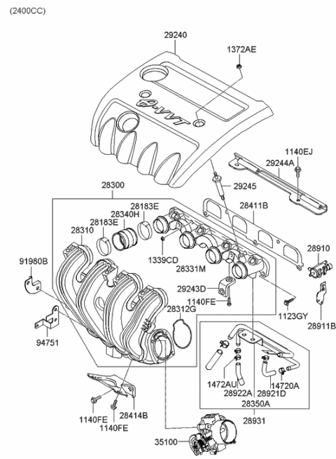 2005 Hyundai Sonata New Body Style (US) Intake Manifold Diagram 1