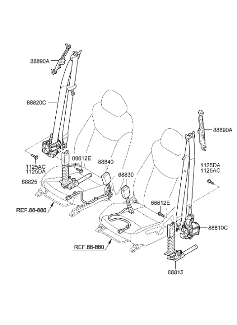 2022 Hyundai Genesis GV70 Front Seat Belt Assembly Left Diagram for 88810-G7500-TRY
