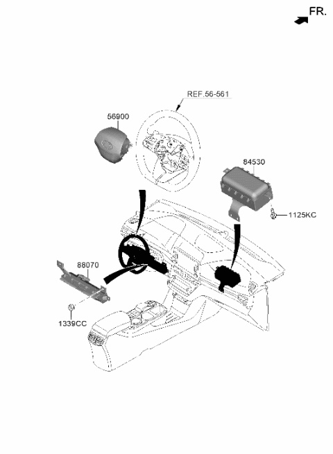 2022 Hyundai Genesis GV70 Air Bag Assembly-Passenger Diagram for 84530-G7500