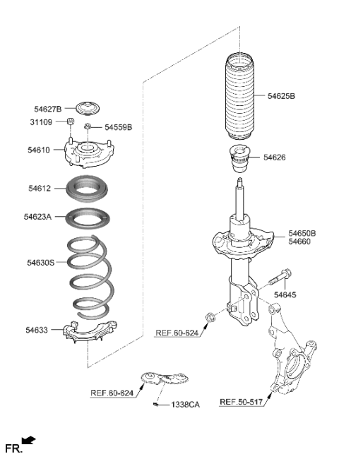 2022 Hyundai Genesis GV70 Strut Assembly, Front, Right Diagram for 54651-G7650