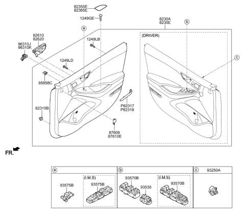 2021 Hyundai Ioniq Electric Front Door Trim Diagram