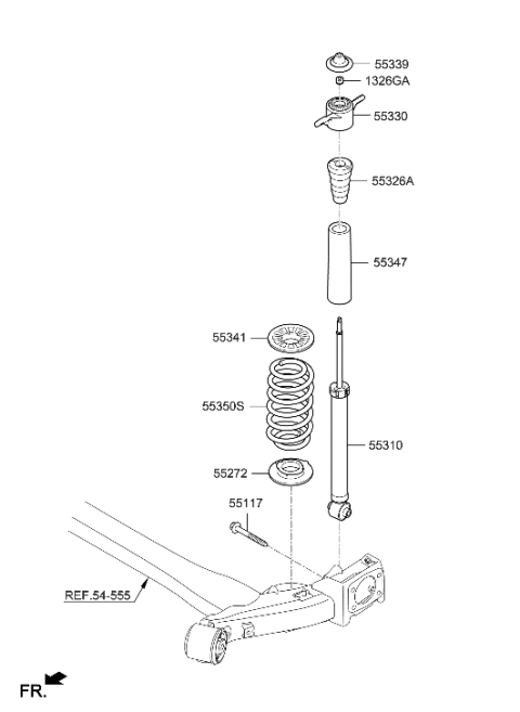 2021 Hyundai Ioniq Rear Shock Absorber Assembly Diagram for 55307-G7650