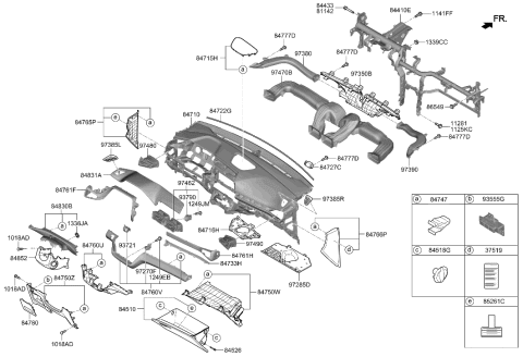 2022 Hyundai Genesis GV70 Panel Assembly-Crash Pad Center,Lower Diagram for 84760-G7000-T9Y