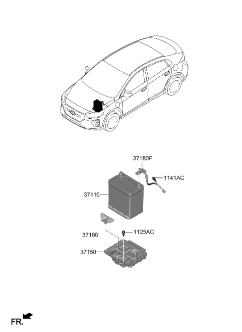 2022 Hyundai Genesis GV70 Battery Assembly Diagram for 37110-G5400