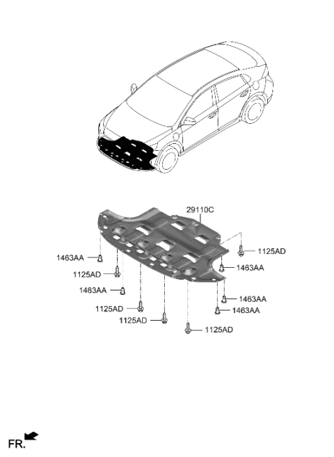 2021 Hyundai Ioniq Under Cover Diagram
