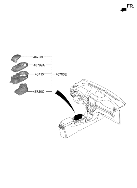 2021 Hyundai Ioniq Lever Complete-E.C.U Diagram for 46700-G7100-YPK