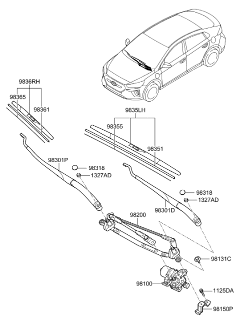 2021 Hyundai Ioniq Windshield Wiper Diagram