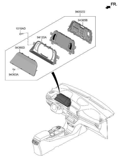 2020 Hyundai Ioniq Case-Rear Diagram for 94365-G2300