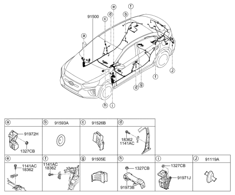 2021 Hyundai Ioniq WIRING ASSY-FLOOR Diagram for 91300-G7170
