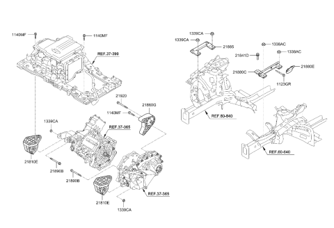 2020 Hyundai Ioniq Engine Mounting Bracket Assembly,Right Diagram for 21885-G7000