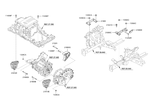 2022 Hyundai Genesis GV70 Engine Mounting Bracket Assembly,Right Diagram for 21885-G7000