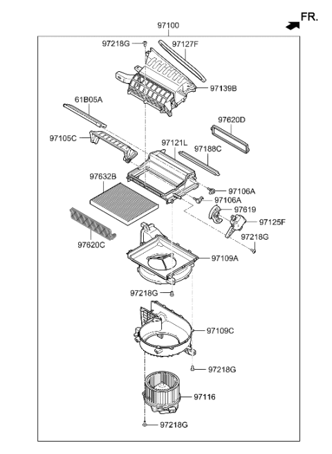 2020 Hyundai Ioniq Blower Unit Diagram for 97100-G7110