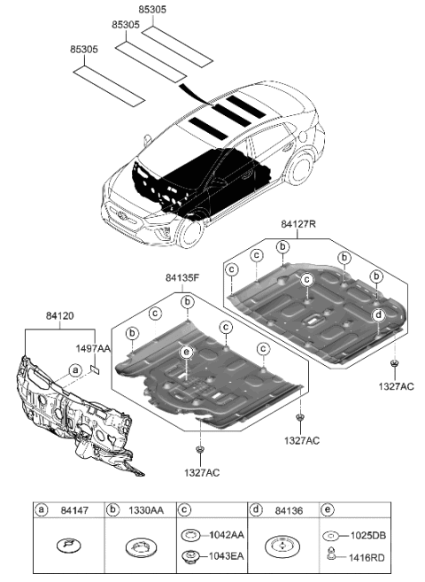 2021 Hyundai Ioniq Under Cover Assembly-Ctr Floor,FRO Diagram for 84135-G7500