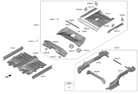 2022 Hyundai Genesis GV70 MBR Assembly-RR FLR FR Cross COMPL Diagram for 65612-G7500